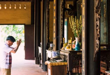 Vinh Trang Pagoda In Mekong Local Praywer